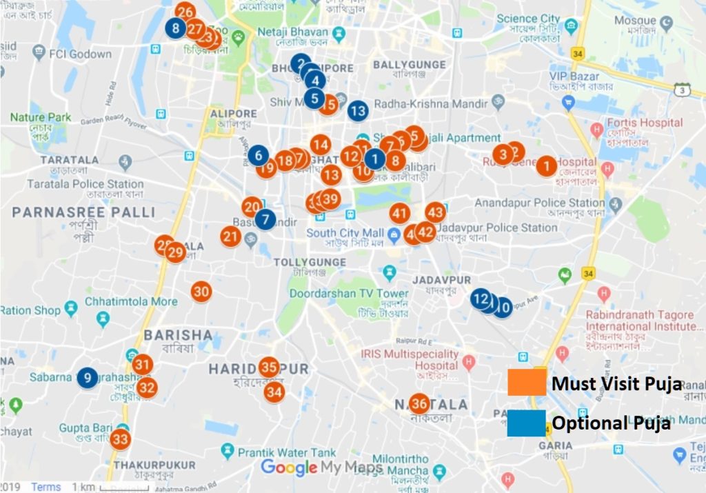 South Kolkata Durga Puja Map Composite