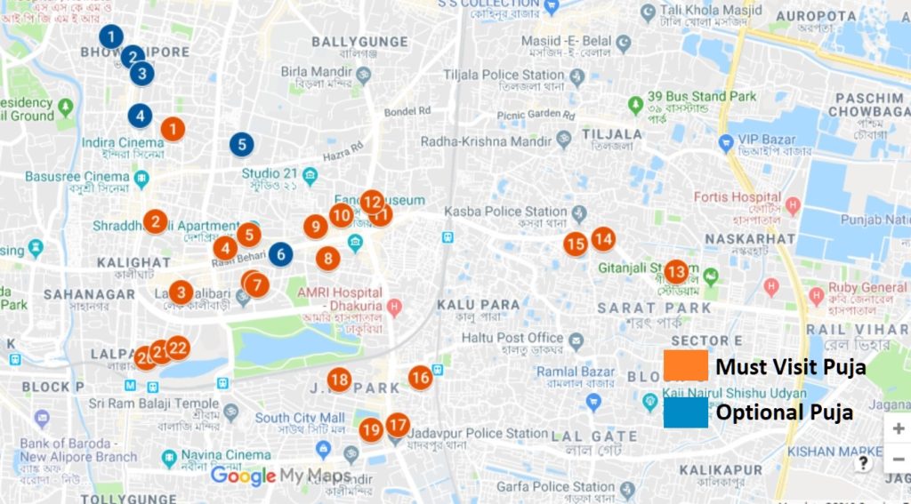 South Kolkata Durga Puja Map Day 2