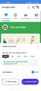 Aarogya Setu App Dashboard