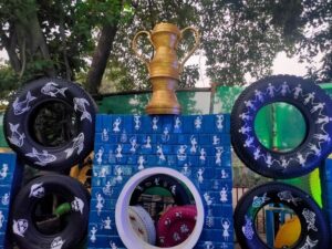 1983 World Cup Model made with Tyre, Kolkata Tyre Park